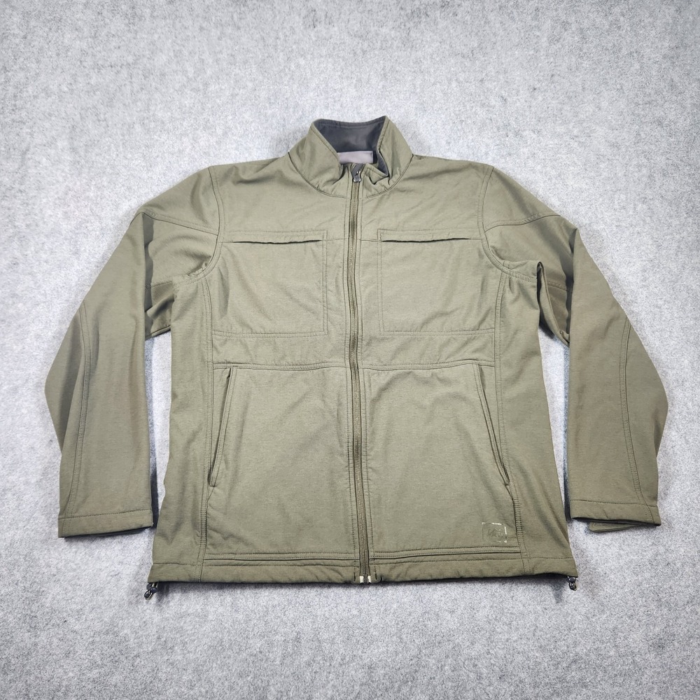 Rei Co-Op Jacket Mens Large Green Hiking Waffle Lined Pocket Mock Neck Full Zip